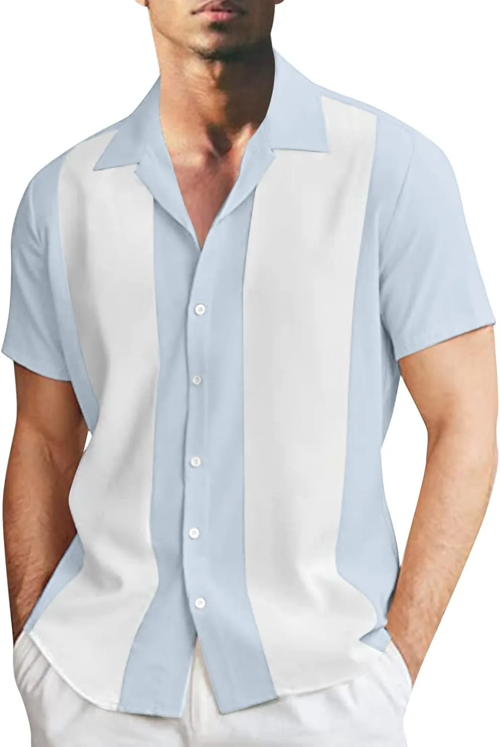 Летняя рубашка для мужчин Color Block с лацканами и короткими рукавами
Летняя рубашка для мужчин Color Block с лацканами и короткими рукавами