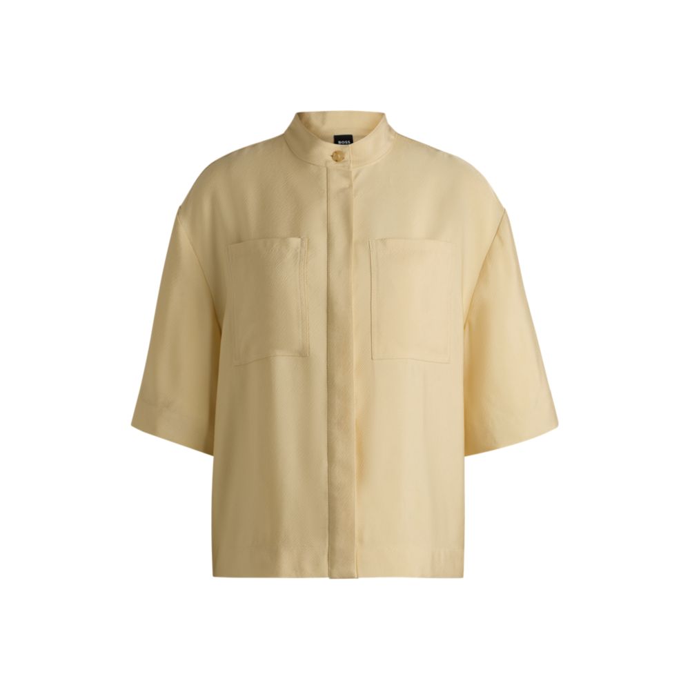 Блузка свободного кроя из мягкого твила с воротником-стойкой BOSS, светло-бежевый
Блузка свободного кроя из мягкого твила с воротником-стойкой BOSS, светло-бежевый