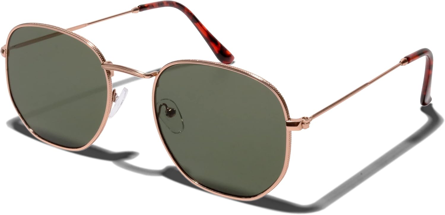 Солнцезащитные очки ShadyVEU Slim Thin 70s с круглой шестиугольной металлической оправой и защитой от УФ-излучения UV400 — модные и стильные очки для мужчин и женщин, Gold Frame / Green Lens
Солнцезащитные очки ShadyVEU Slim Thin 70s с круглой шестиугольной металлической оправой и защитой от УФ-излучения UV400 — модные и стильные очки для мужчин и женщин, Gold Frame / Green Lens