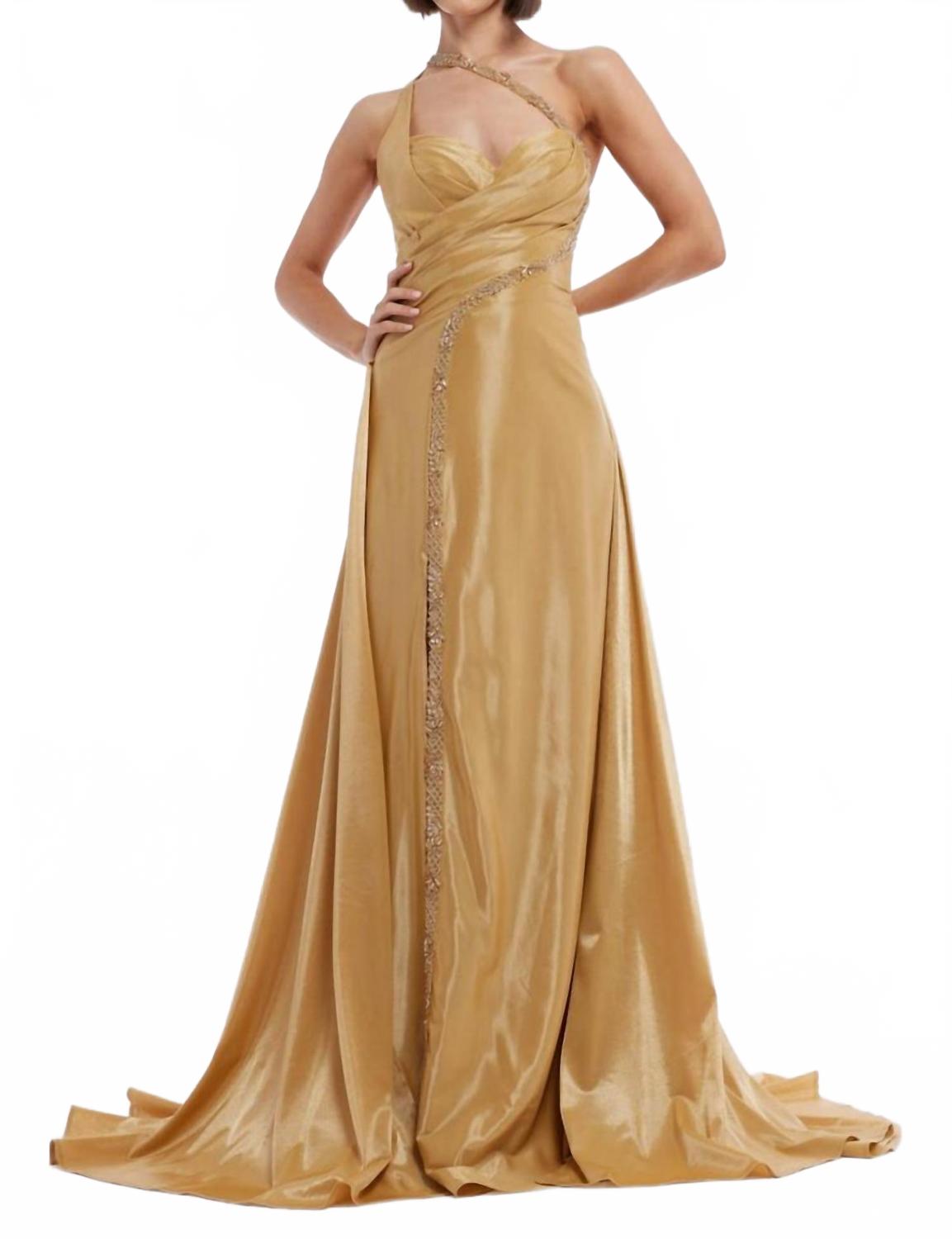 Золотое выпускное платье А-силуэта с одним плечом Vienna Prom
Золотое выпускное платье А-силуэта с одним плечом Vienna Prom