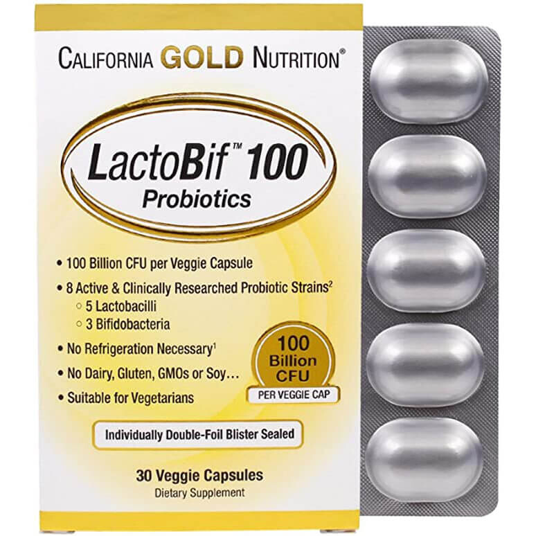 Пробиотики Lactobif California Gold Nutrition, 100 млрд КОЕ, 30 капсул
Пробиотики Lactobif California Gold Nutrition, 100 млрд КОЕ, 30 капсул