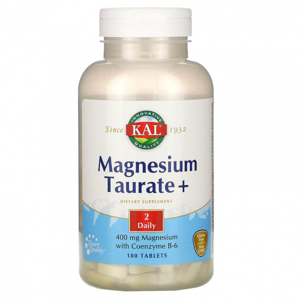 Таурат магния+ KAL Magnesium Taurate+ 200 мг, 180 таблеток
Таурат магния+ KAL Magnesium Taurate+ 200 мг, 180 таблеток