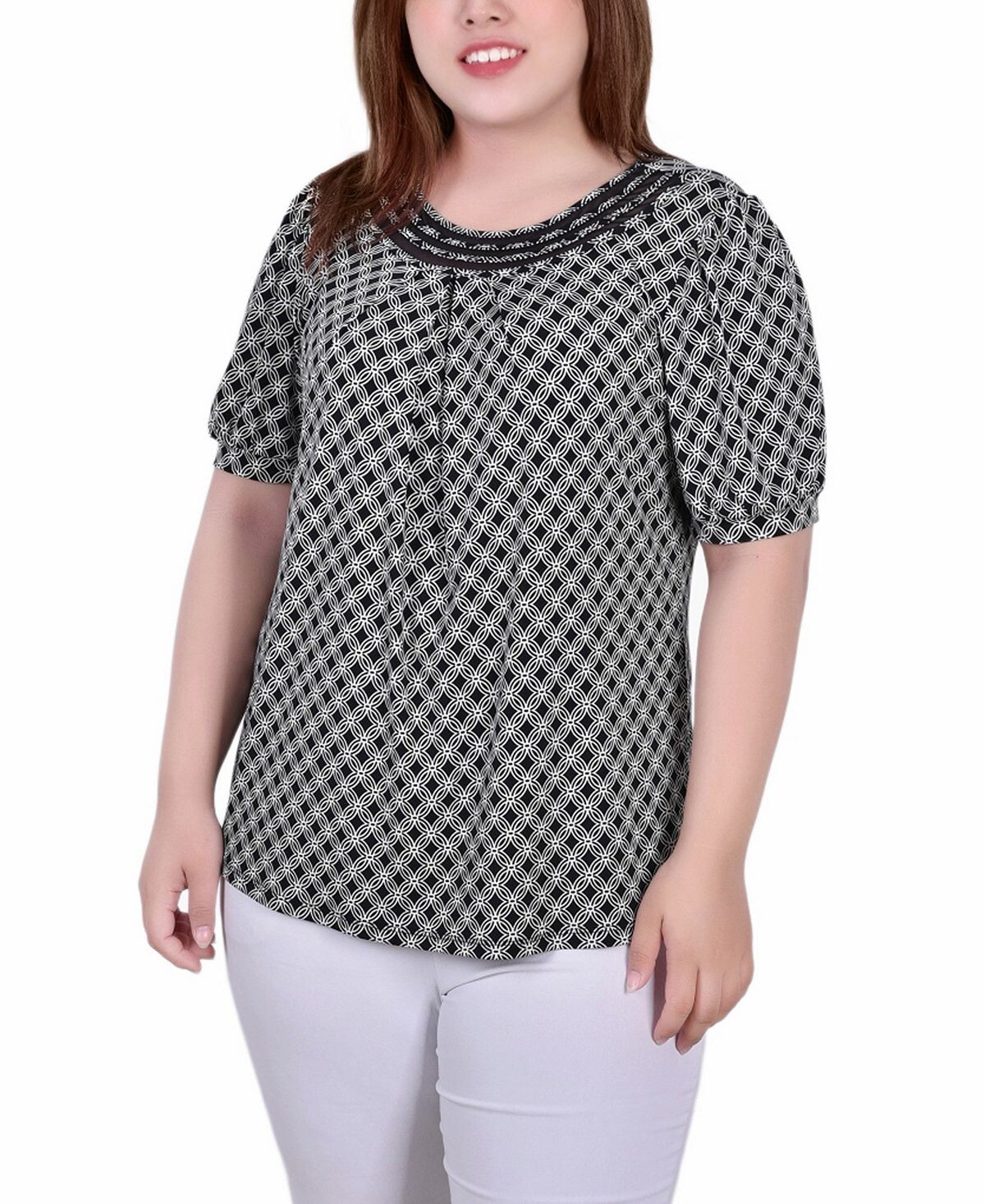 Плюс размер прозрачный топ с короткими рукавами и объемными вставками NY Collection, мульти
Плюс размер прозрачный топ с короткими рукавами и объемными вставками NY Collection, мульти