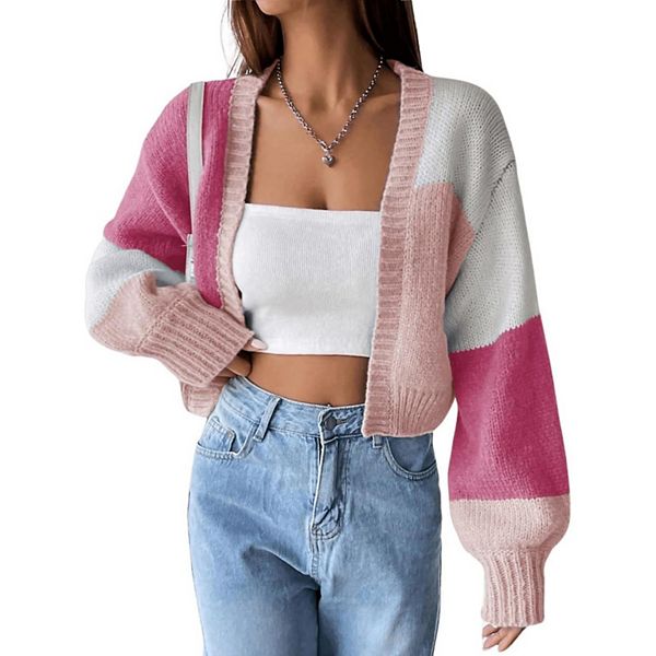 Женский кардиган с открытой передней частью, цветной блок, длинный рукав, вязаный Kojooin, Pink
Женский кардиган с открытой передней частью, цветной блок, длинный рукав, вязаный Kojooin, Pink