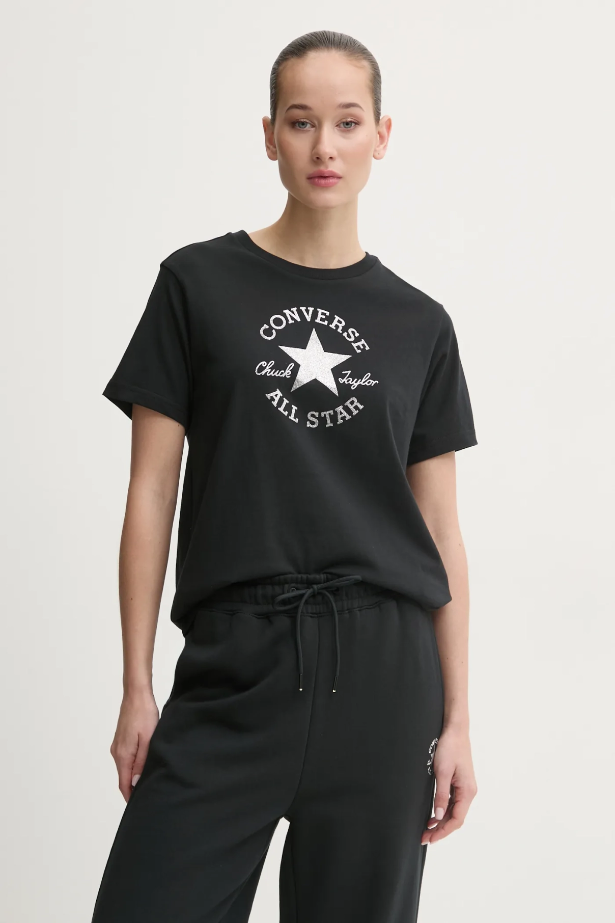 Хлопковая футболка Converse, черный 
Хлопковая футболка Converse, черный