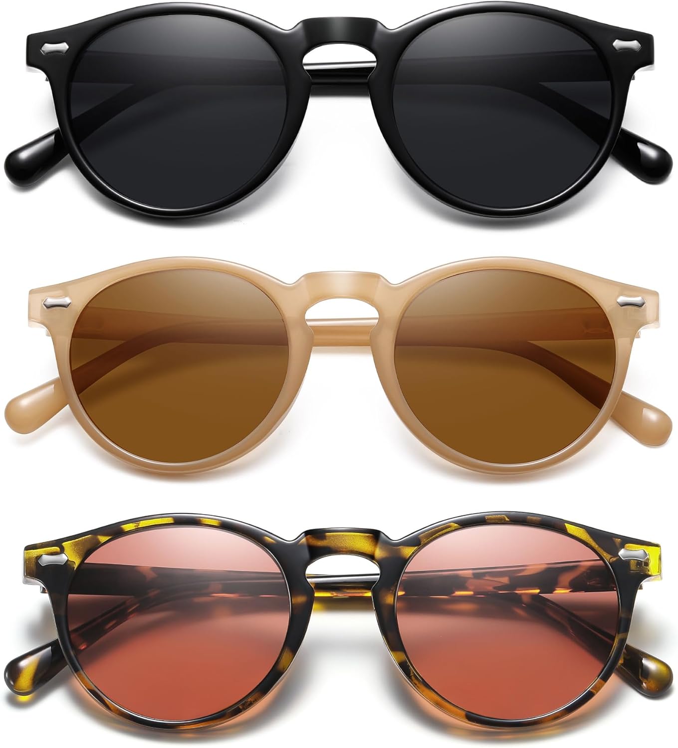 Ретро маленькие круглые поляризованные солнцезащитные очки для женщин в винтажном стиле, защита от УФ-излучения YMRFW, 3pack (Black/Gray+milk Coffee/Tea Lens+leopard Print/Orange Lens)
Ретро маленькие круглые поляризованные солнцезащитные очки для женщин в винтажном стиле, защита от УФ-излучения YMRFW, 3pack (Black/Gray+milk Coffee/Tea Lens+leopard Print/Orange Lens)