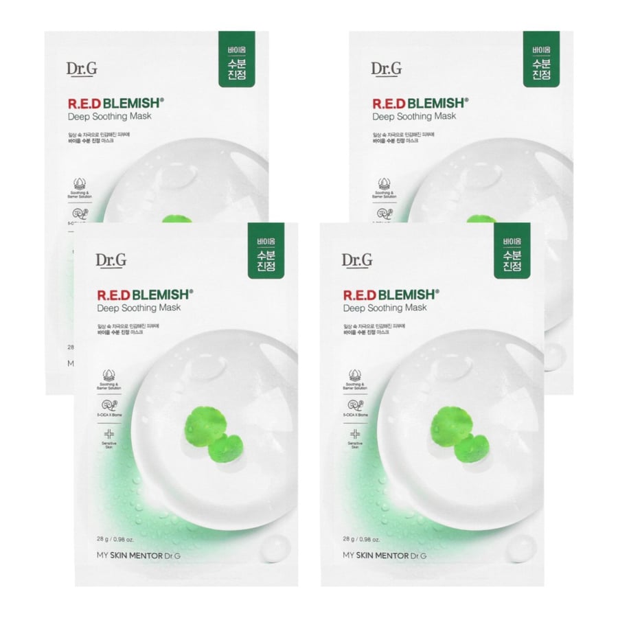 Doctor.G Red blemish deep soothing mask 4 x 28 г - Успокаивающая тканевая маска, набор из 4 шт. 
Doctor.G Red blemish deep soothing mask 4 x 28 г - Успокаивающая тканевая маска, набор из 4 шт.