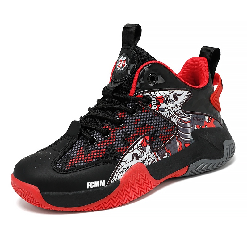 Противоскользящие и дышащие баскетбольные кроссовки для детей FCMM, черный/красный
Противоскользящие и дышащие баскетбольные кроссовки для детей FCMM, черный/красный