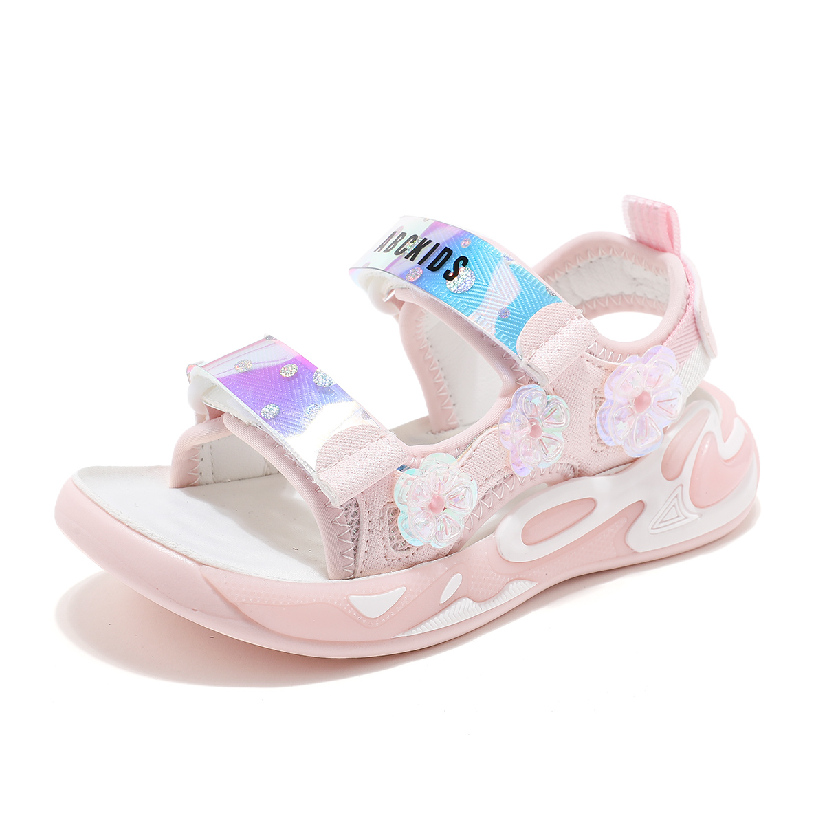 Сандалии детские, легкие, износостойкие, с амортизацией, низкие ABC KIDS, белый/розовый 
Сандалии детские, легкие, износостойкие, с амортизацией, низкие ABC KIDS, белый/розовый