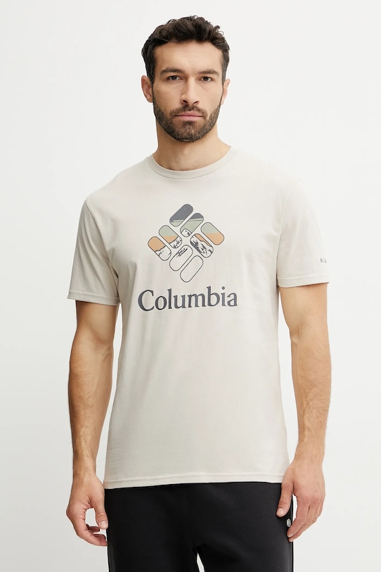 Хлопковая футболка Columbia, бежевый 
Хлопковая футболка Columbia, бежевый