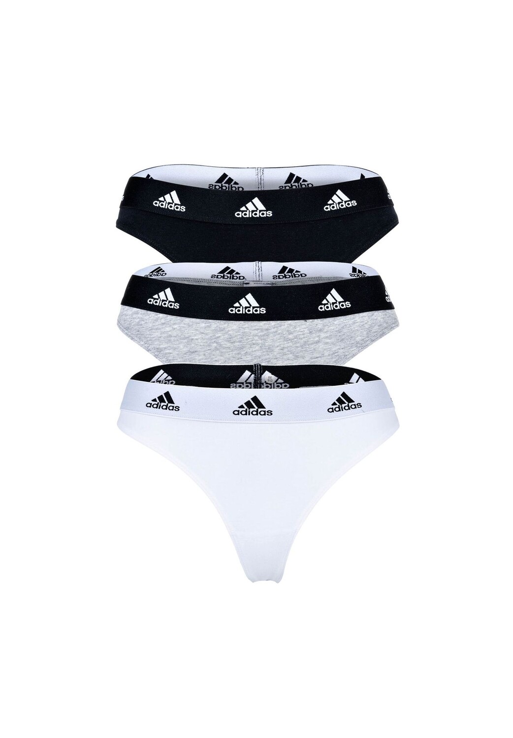 Женские стринги, 3 шт. - Стринги 3шт, нижнее белье, хлопок стрейч, логотип, однотонный adidas, цвет Schwarz Grau