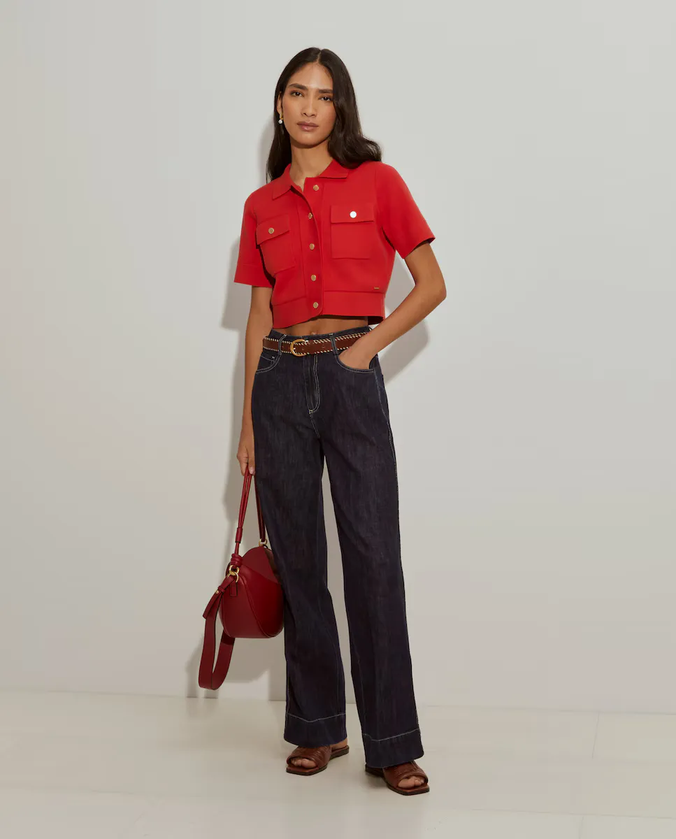 Женские широкие ковбойские джинсы с контрастной строчкой Lion of Porches, синий 
Женские широкие ковбойские джинсы с контрастной строчкой Lion of Porches, синий