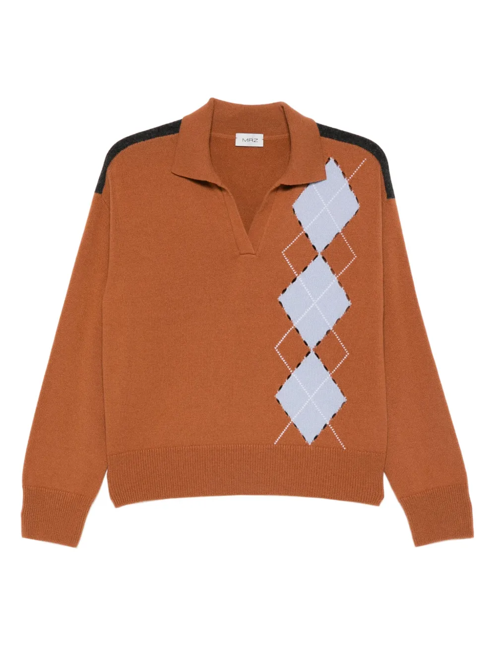 Свитер с воротником поло и узором в ромб MRZ, коричневый
Свитер с воротником поло и узором в ромб MRZ, коричневый