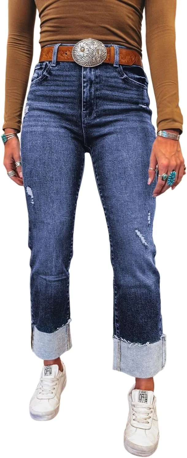 Джинсы женские Real Teal с подвернутыми манжетами, потертые, прямые, с высокой талией Punude
Джинсы женские Real Teal с подвернутыми манжетами, потертые, прямые, с высокой талией Punude