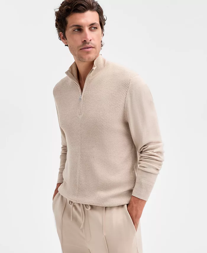 Мужской свитер с длинным рукавом и фактурной отделкой с молнией на четверть Alfani, загар/бежевый
Мужской свитер с длинным рукавом и фактурной отделкой с молнией на четверть Alfani, загар/бежевый