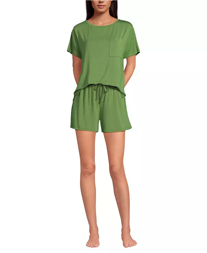 Женский охлаждающий пижамный комплект из двух предметов: футболка с коротким рукавом и шорты Lands' End, зеленый
Женский охлаждающий пижамный комплект из двух предметов: футболка с коротким рукавом и шорты Lands' End, зеленый