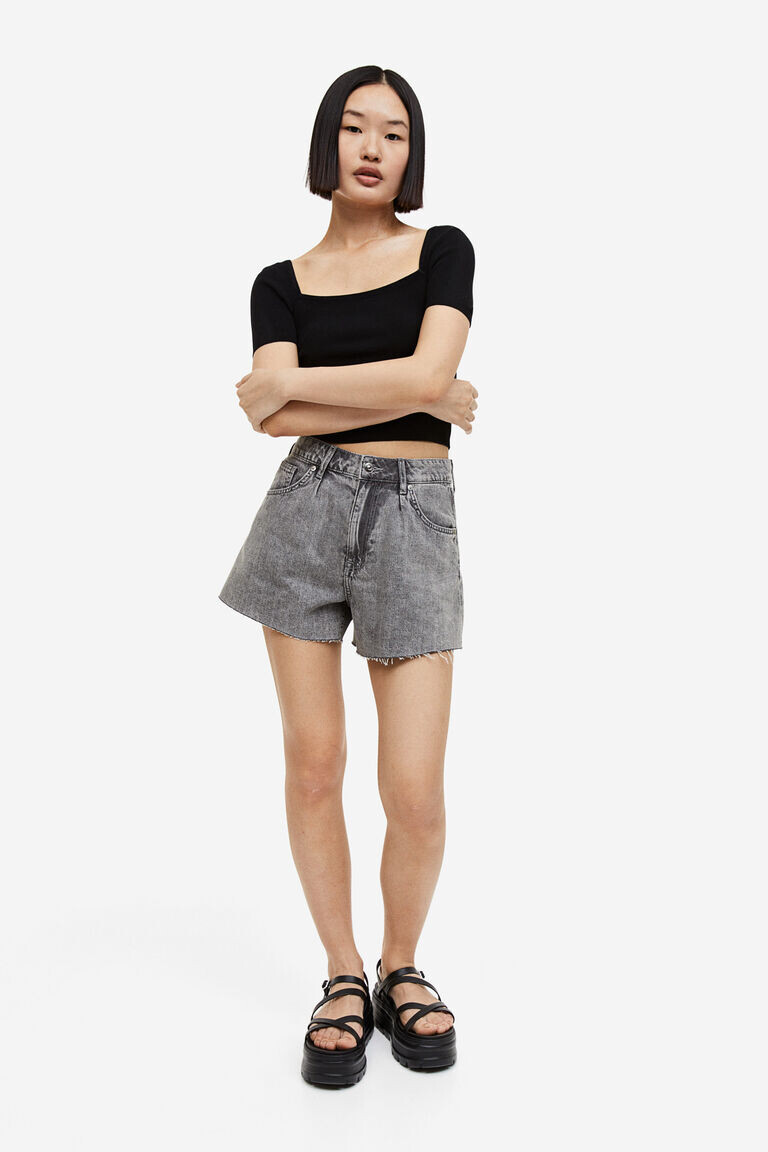 Высокие джинсовые шорты H&M, серый
Высокие джинсовые шорты H&M, серый