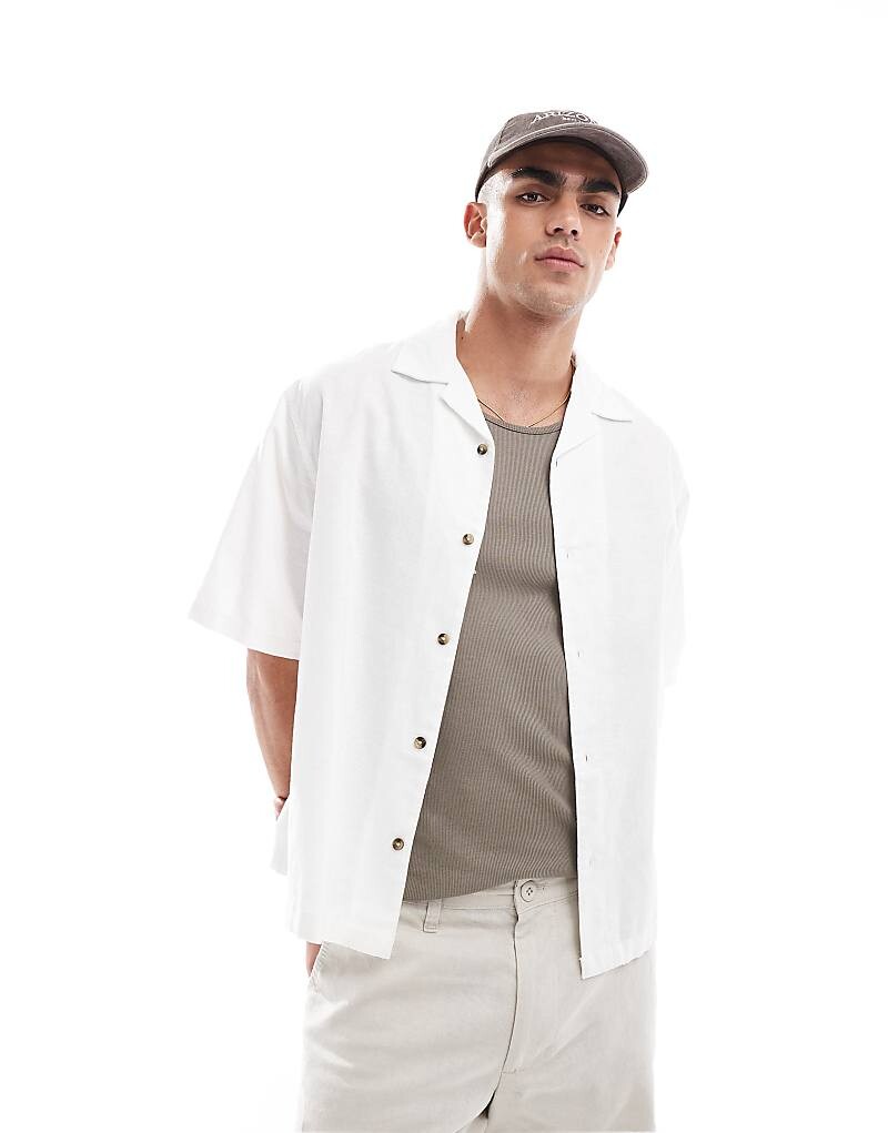 ASOS DESIGN — Рубашка свободного кроя из льна белого цвета с воротником с лацканами
ASOS DESIGN — Рубашка свободного кроя из льна белого цвета с воротником с лацканами