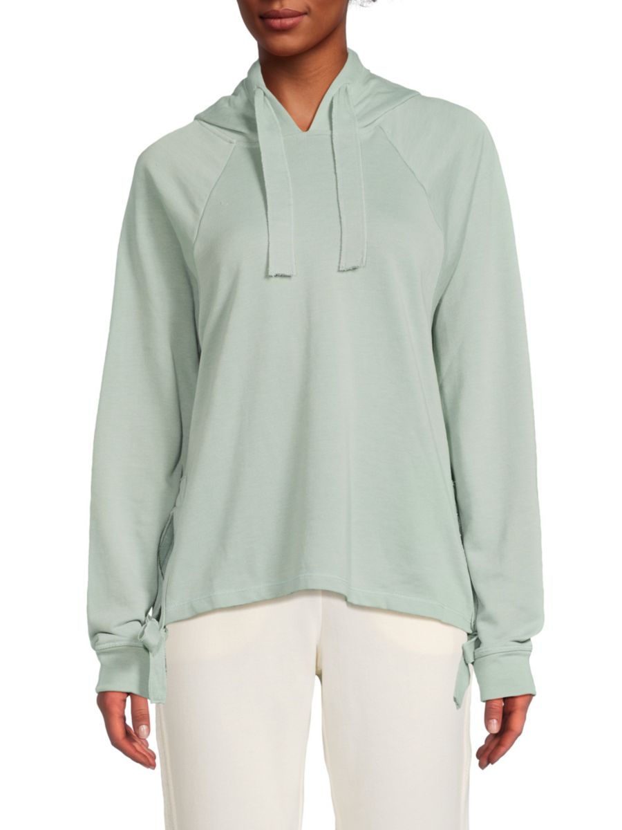 Толстовка с капюшоном из хлопковой смеси с завязками на манжетах Andrew Marc, цвет Jade 
Толстовка с капюшоном из хлопковой смеси с завязками на манжетах Andrew Marc, цвет Jade