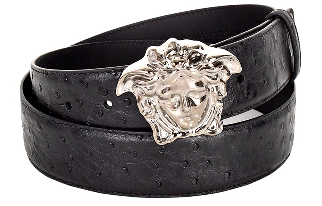 Мужской кожаный ремень с изображением Медузы Versace
Мужской кожаный ремень с изображением Медузы Versace