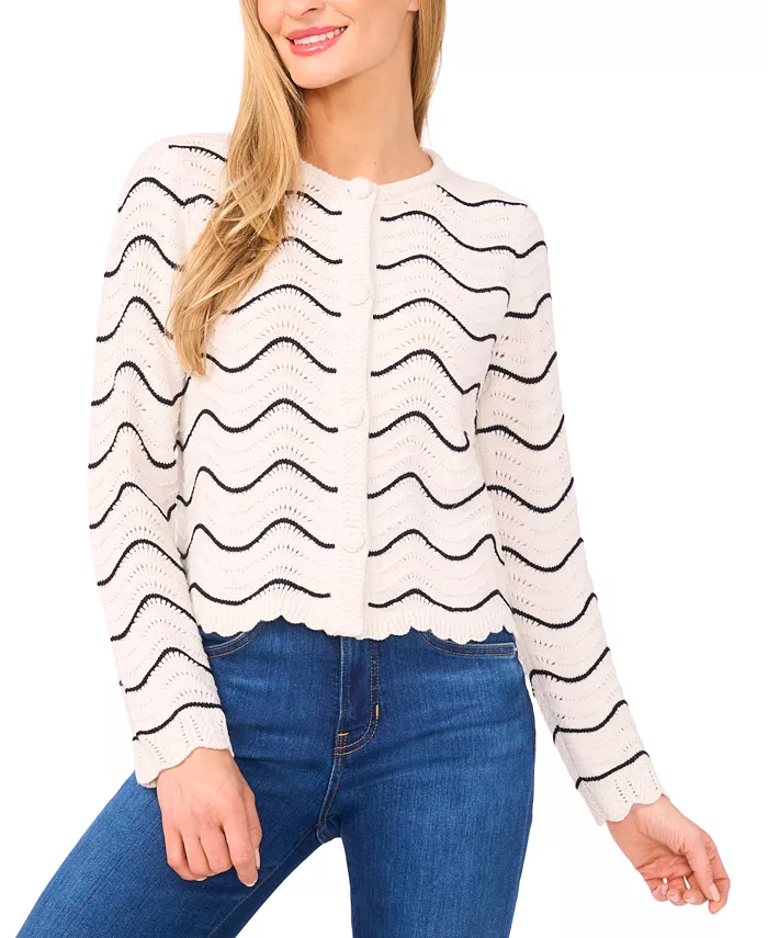 Женский кардиган с длинными рукавами и фестончатым краем на пуговицах CeCe, слоновая кость/кремовый
Женский кардиган с длинными рукавами и фестончатым краем на пуговицах CeCe, слоновая кость/кремовый