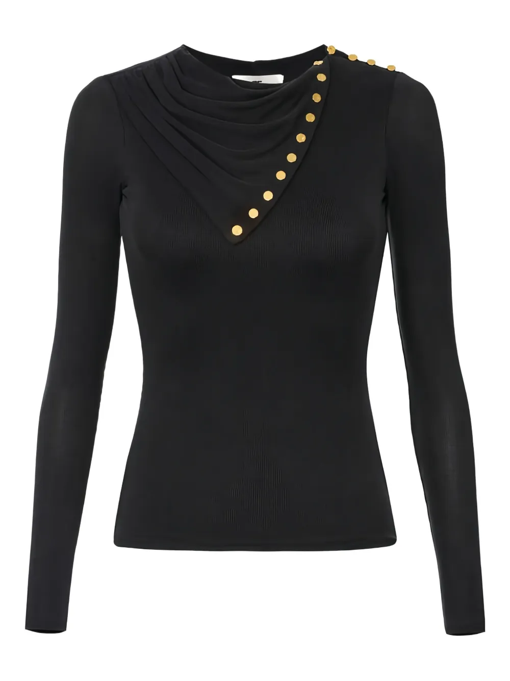 Драпированная футболка с длинными рукавами и пуговицами Elisabetta Franchi, черный
Драпированная футболка с длинными рукавами и пуговицами Elisabetta Franchi, черный