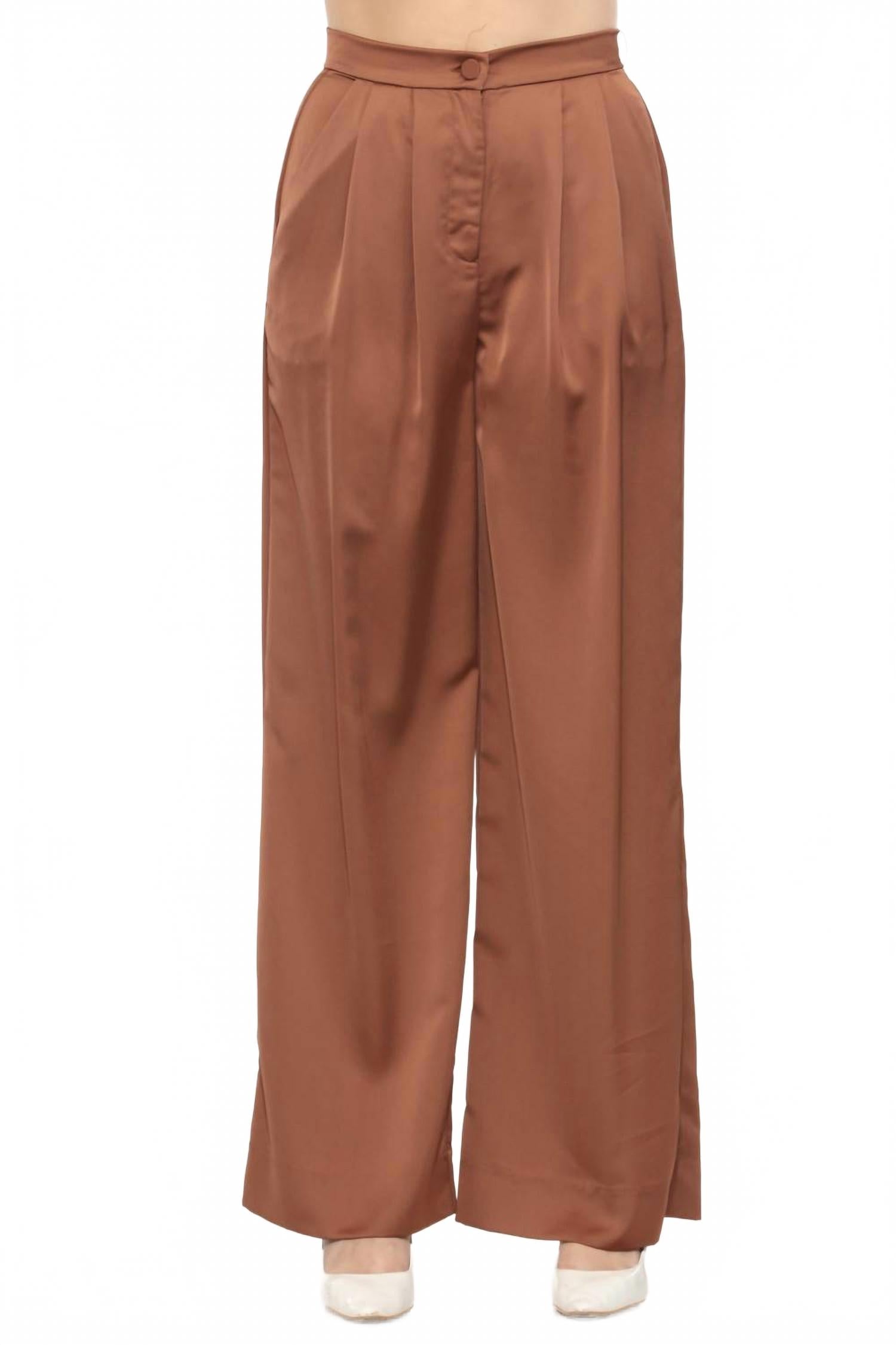 Плиссированные брюки с высокой талией и расклешенными штанинами из сатина в цвете каштан Joseph Ribkoff, Chestnut 
Плиссированные брюки с высокой талией и расклешенными штанинами из сатина в цвете каштан Joseph Ribkoff, Chestnut