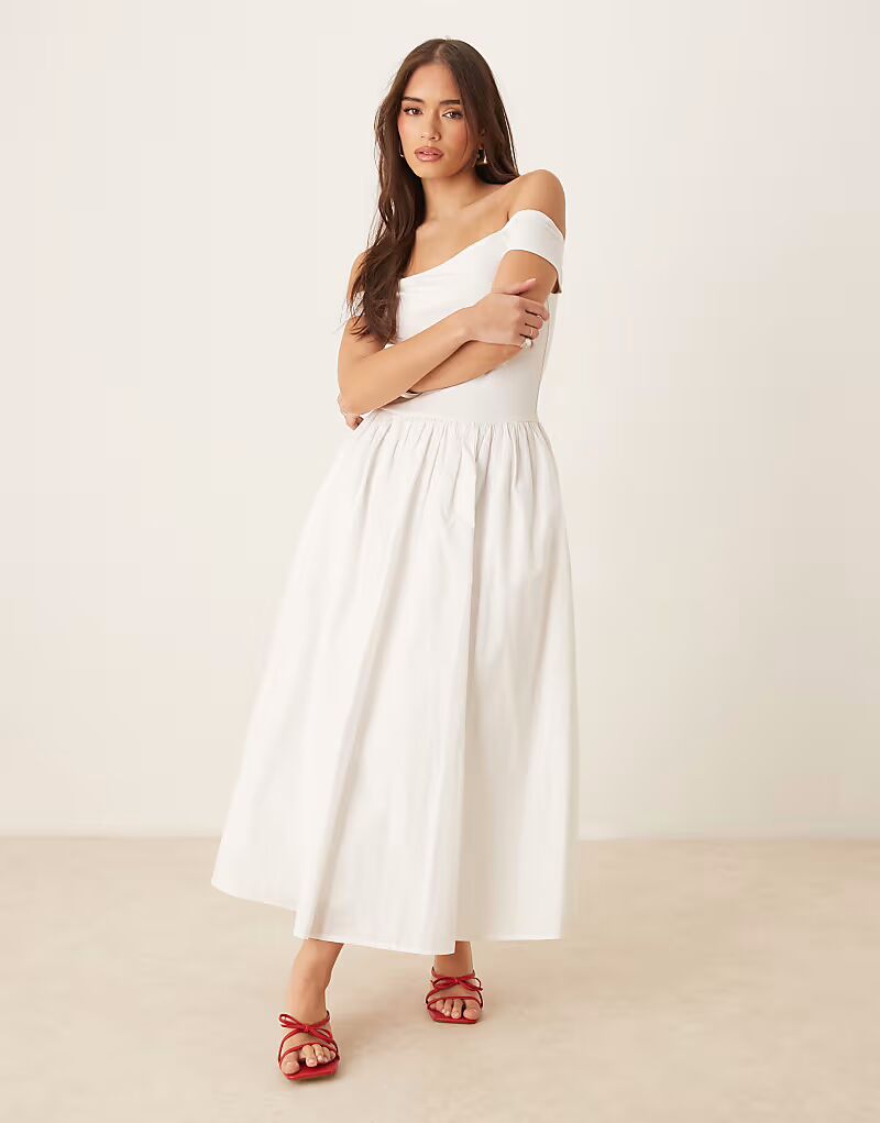 Платье-миди с вырезом-бардо Nobody's Child белого цвета
Платье-миди с вырезом-бардо Nobody's Child белого цвета