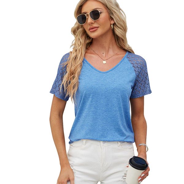 Женская свободная минималистичная футболка с V-образным вырезом и коротким рукавом Joyjoy, Blue
Женская свободная минималистичная футболка с V-образным вырезом и коротким рукавом Joyjoy, Blue