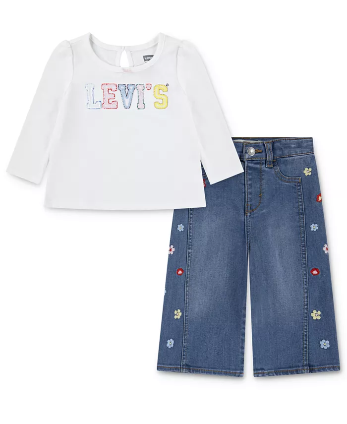 Комплект из 2 предметов: топ с логотипом и широкие джинсы для маленьких девочек Levi's, белый
Комплект из 2 предметов: топ с логотипом и широкие джинсы для маленьких девочек Levi's, белый