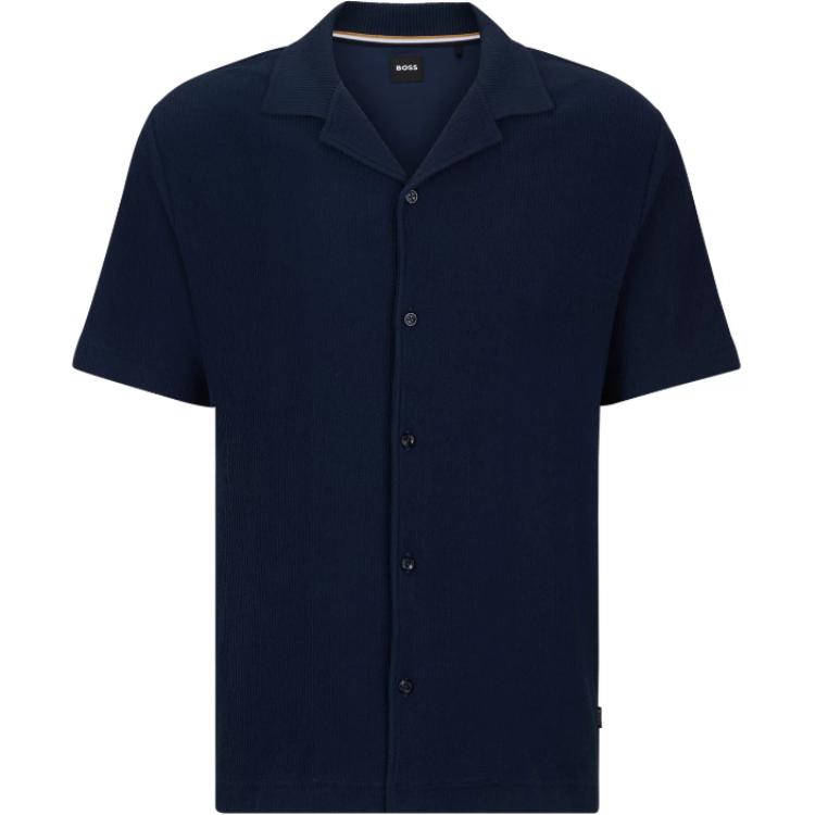 Хлопковая рубашка с коротким рукавом HUGO BOSS, темно-синяя
Хлопковая рубашка с коротким рукавом HUGO BOSS, темно-синяя