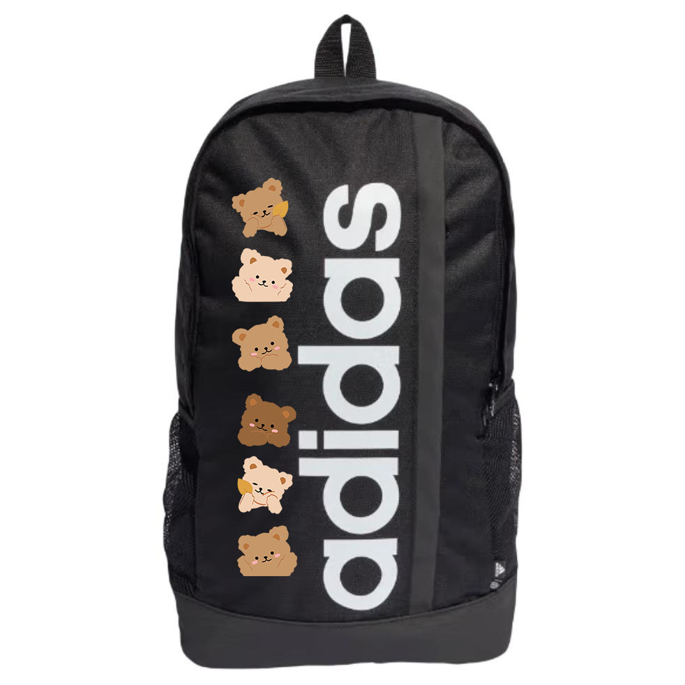 Adidas Тканевый рюкзак с белой печатью унисекс черный, Bear 
Adidas Тканевый рюкзак с белой печатью унисекс черный, Bear