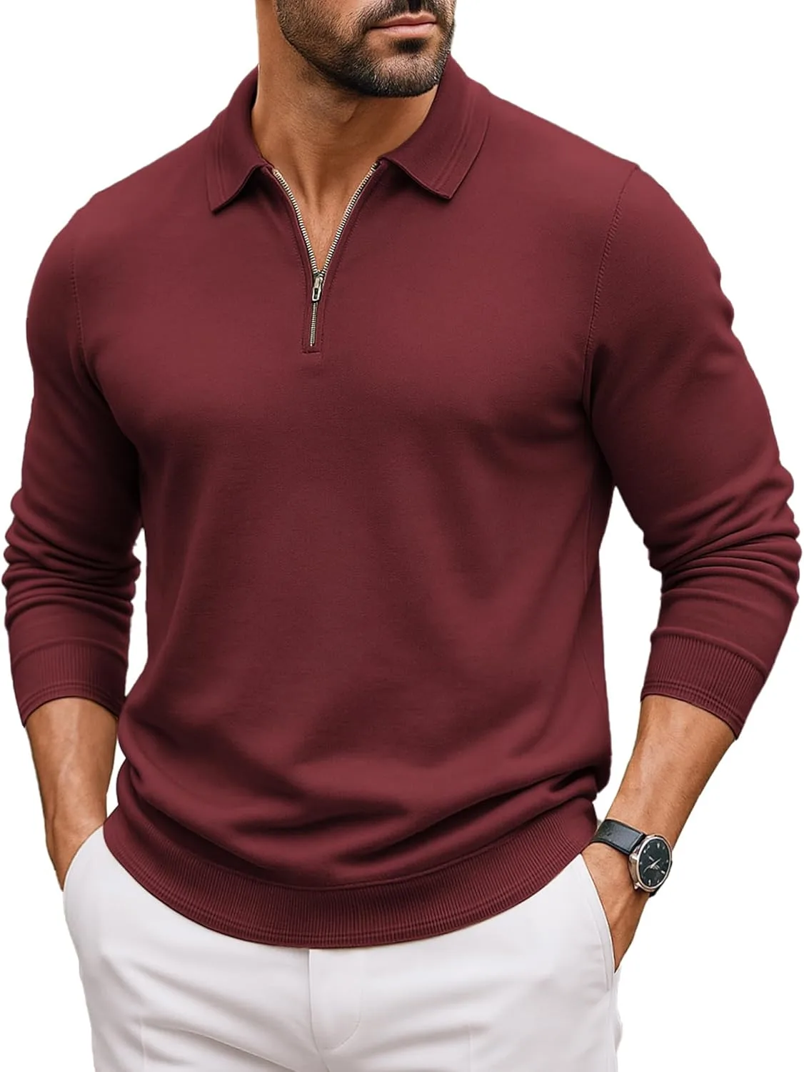 COOFANDY мужской поло-свитер с длинным рукавом и молнией на четверть
COOFANDY мужской поло-свитер с длинным рукавом и молнией на четверть