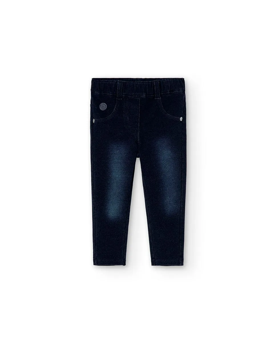 Джинсы для девочек с задними карманами и шлевками на талии Boboli, темно-синий 
Джинсы для девочек с задними карманами и шлевками на талии Boboli, темно-синий