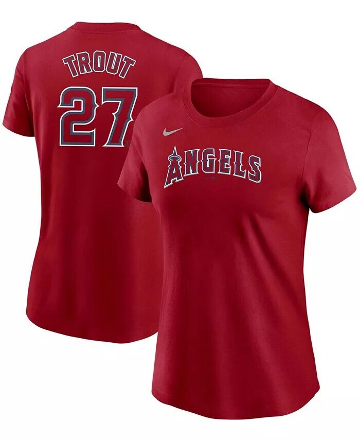 Женская красная футболка с именем и номером Майка Траута Los Angeles Angels Nike, красный 
Женская красная футболка с именем и номером Майка Траута Los Angeles Angels Nike, красный