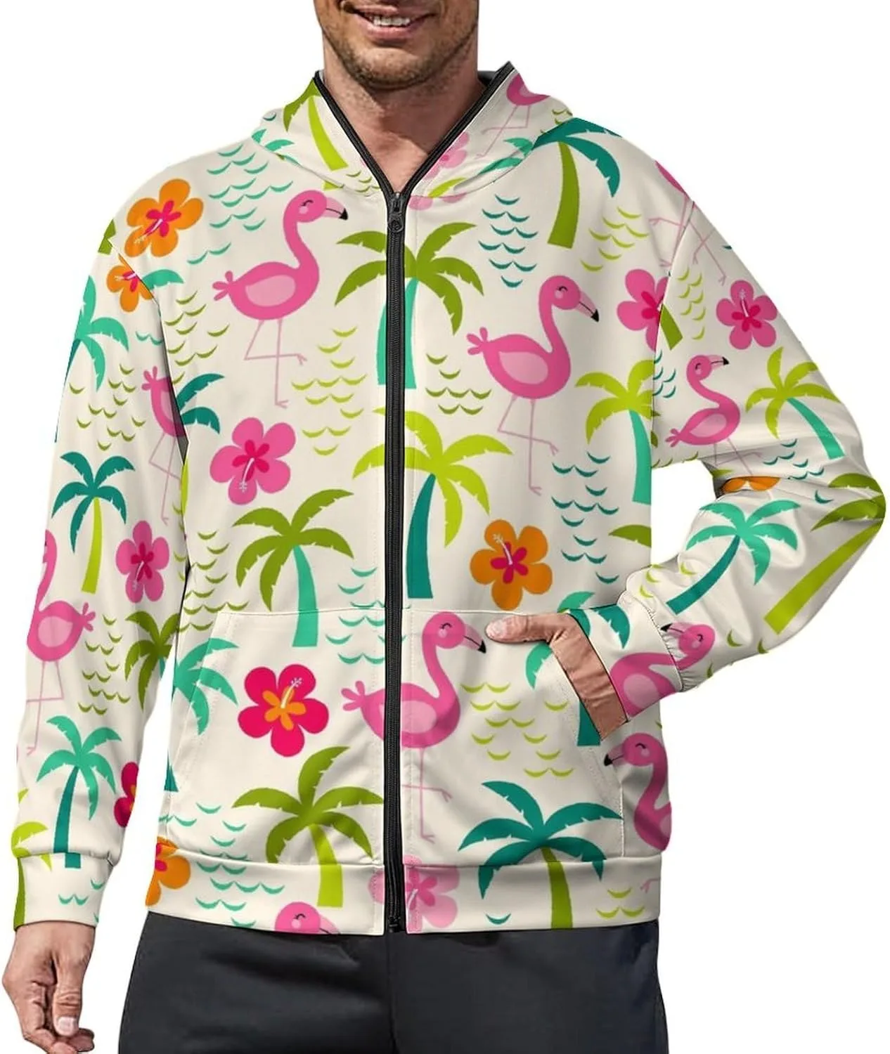 Мужская толстовка с капюшоном Pink Flamingos на молнии, свободная, с карманами
Мужская толстовка с капюшоном Pink Flamingos на молнии, свободная, с карманами