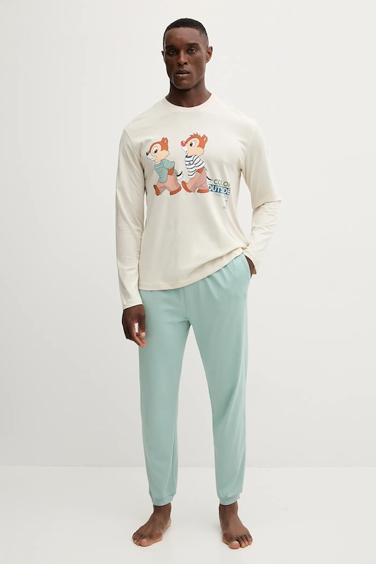 Хлопковая пижама United Colors Of Benetton, бежевый
Хлопковая пижама United Colors Of Benetton, бежевый