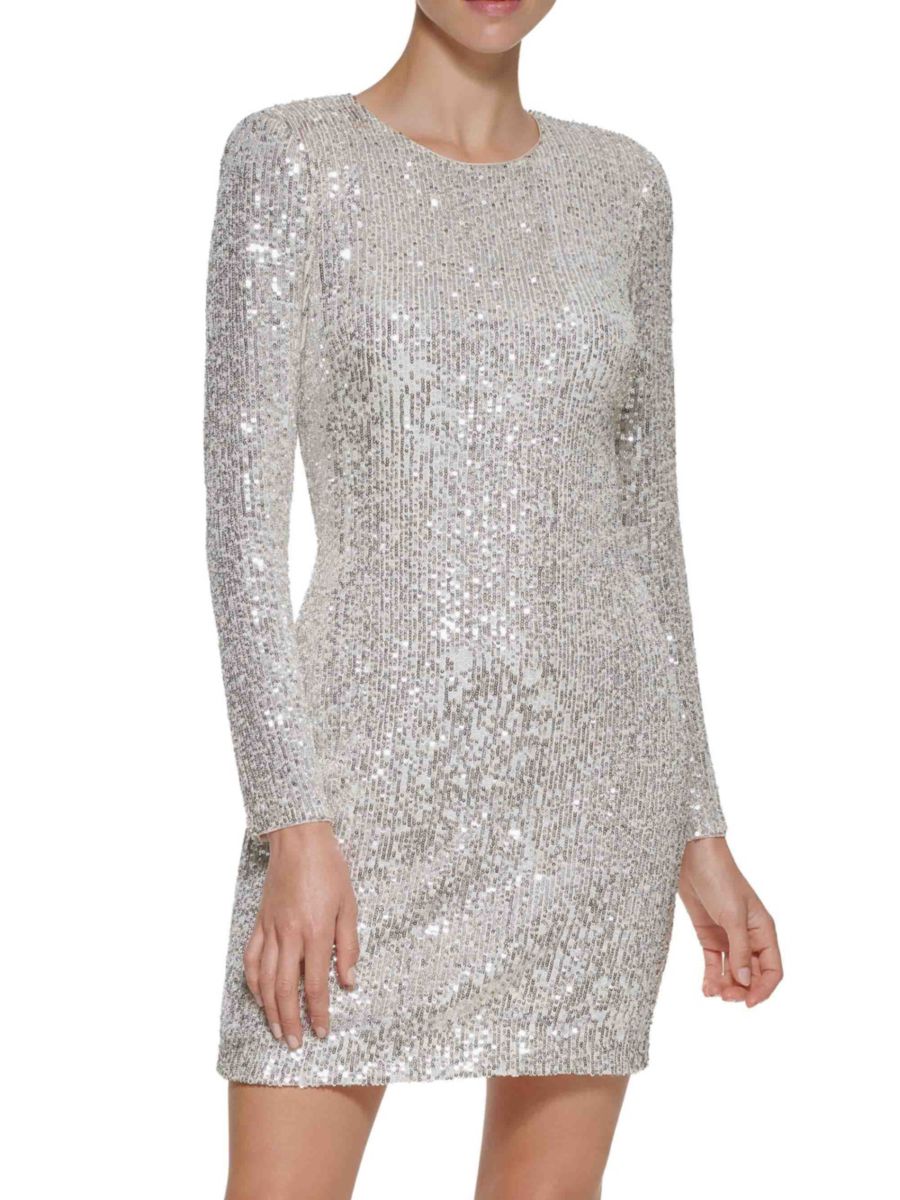 Мини-коктейльное платье с длинными рукавами и пайетками Eliza J, серебряный
Мини-коктейльное платье с длинными рукавами и пайетками Eliza J, серебряный