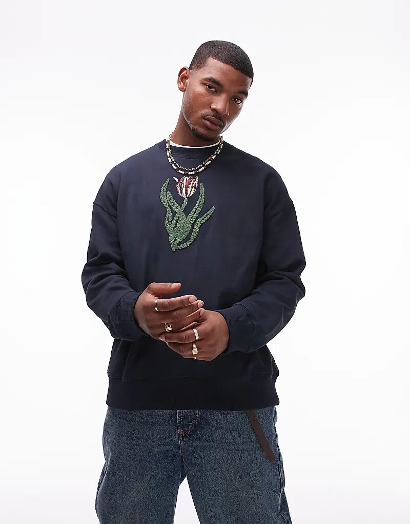 Толстовка свободного кроя с вышивкой тюльпанами спереди и сзади в темно-синем цвете Topman
Толстовка свободного кроя с вышивкой тюльпанами спереди и сзади в темно-синем цвете Topman