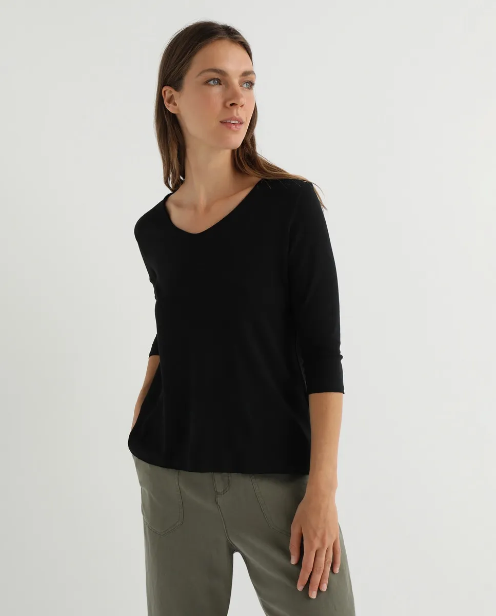 Женская футболка с рукавом 3/4 и V-образным вырезом Guitare, черный
Женская футболка с рукавом 3/4 и V-образным вырезом Guitare, черный