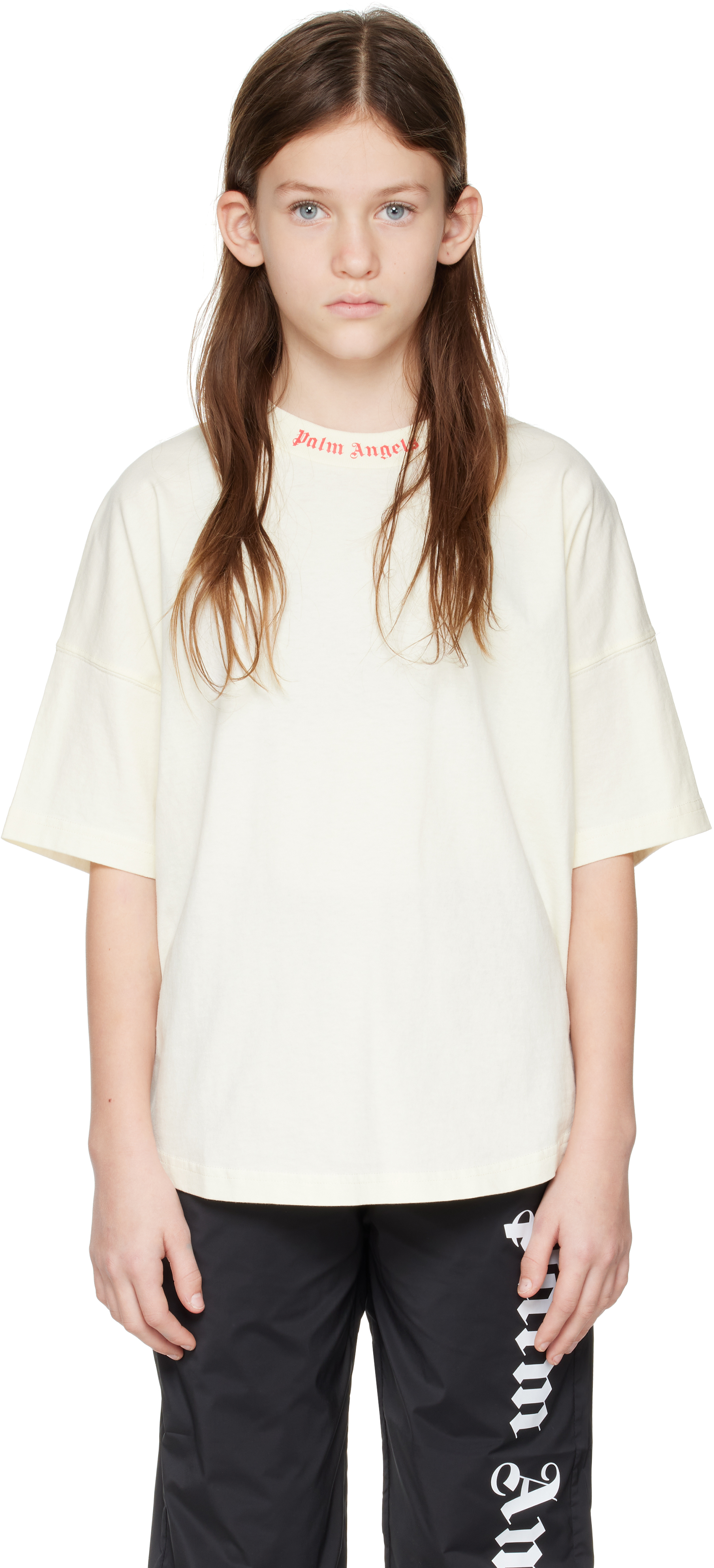 Детская футболка Off-White Classic Overlogo Palm Angels, Butter/Cherry 
Детская футболка Off-White Classic Overlogo Palm Angels, Butter/Cherry