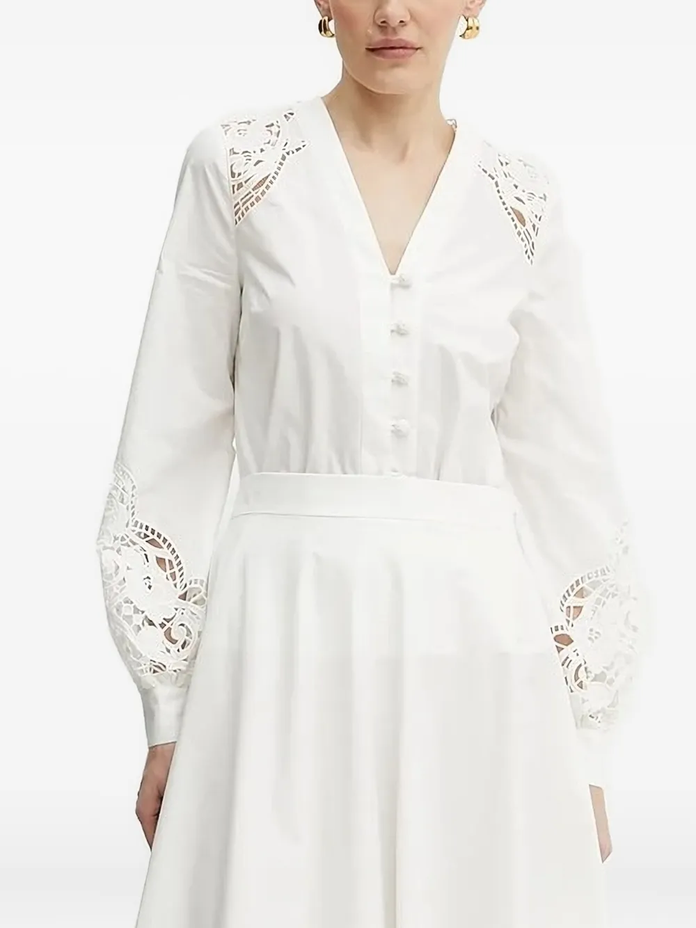 Топ с V-образным вырезом и кружевной вставкой TWINSET, белый
Топ с V-образным вырезом и кружевной вставкой TWINSET, белый