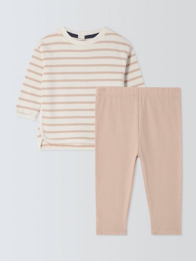 Комплект из детского топа с длинным рукавом в полоску и леггинсов John Lewis, бежевый 
Комплект из детского топа с длинным рукавом в полоску и леггинсов John Lewis, бежевый