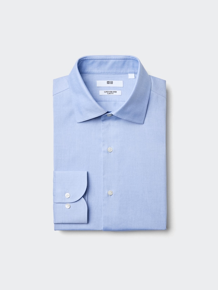 Рубашка облегающего кроя Uniqlo, цвет 60 синий 
Рубашка облегающего кроя Uniqlo, цвет 60 синий