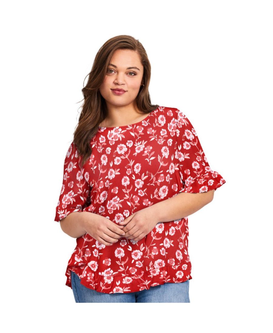 Женская блузка больших размеров с круглым вырезом и оборками по низу AVENUE, Vibrant red bloom
Женская блузка больших размеров с круглым вырезом и оборками по низу AVENUE, Vibrant red bloom