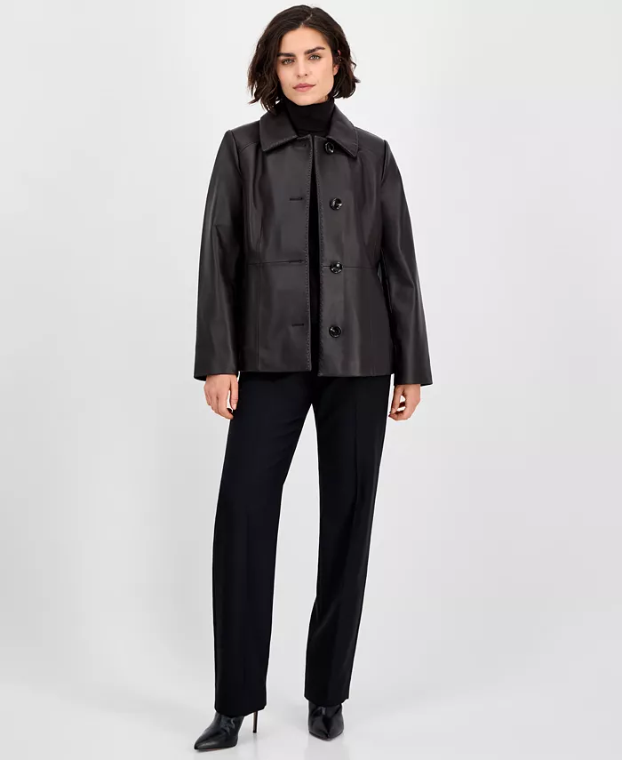 Женское однобортное кожаное пальто Anne Klein, коричневый
Женское однобортное кожаное пальто Anne Klein, коричневый