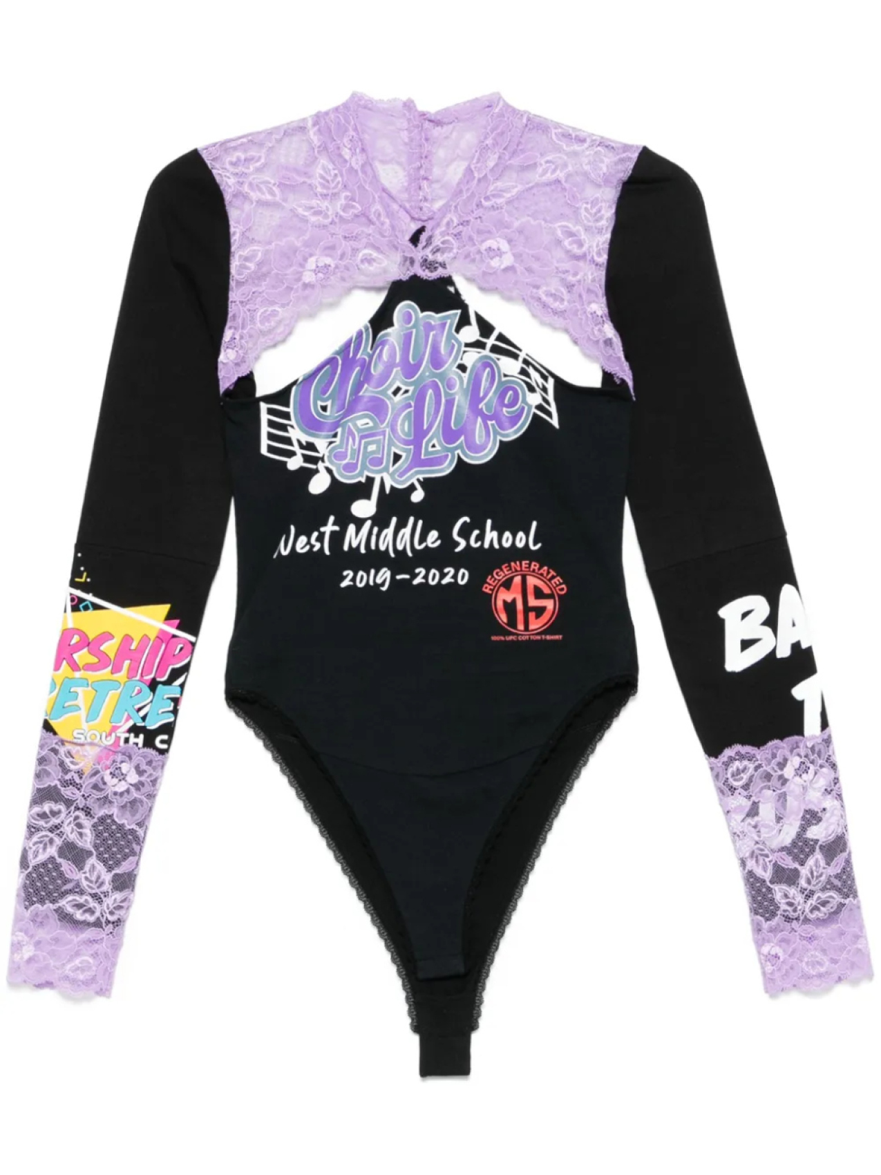 Marine Serre боди с кружевом, черный
Marine Serre боди с кружевом, черный