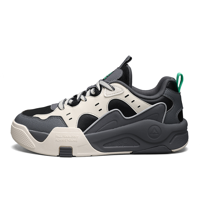 Кроссовки мужские низкие серые PEAK, текстиль бело-серые 
Кроссовки мужские низкие серые PEAK, текстиль бело-серые