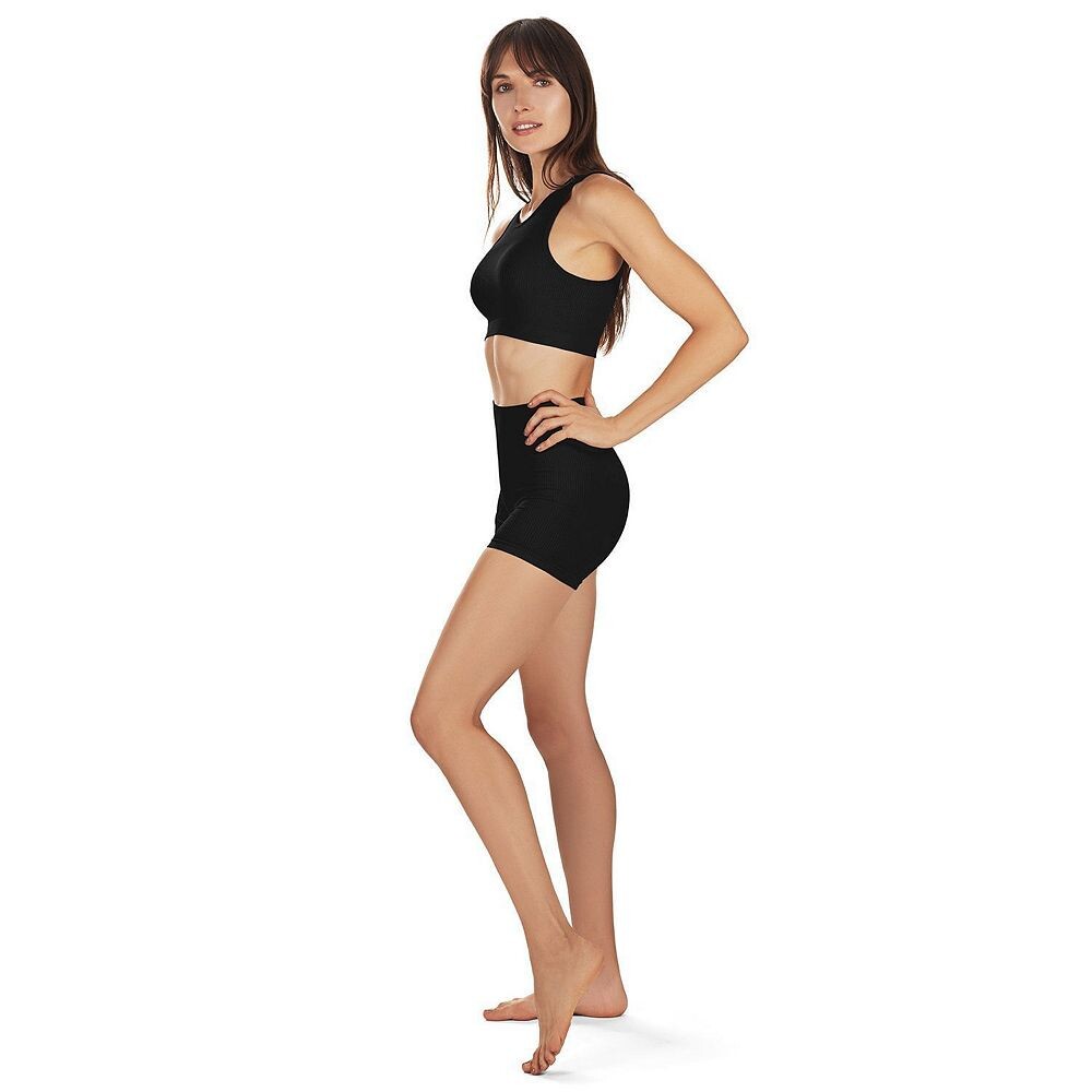 Женский бесшовный комплект из бюстгальтера в рубчик и трусиков-шорт для мальчика MeMoi, черный
Женский бесшовный комплект из бюстгальтера в рубчик и трусиков-шорт для мальчика MeMoi, черный