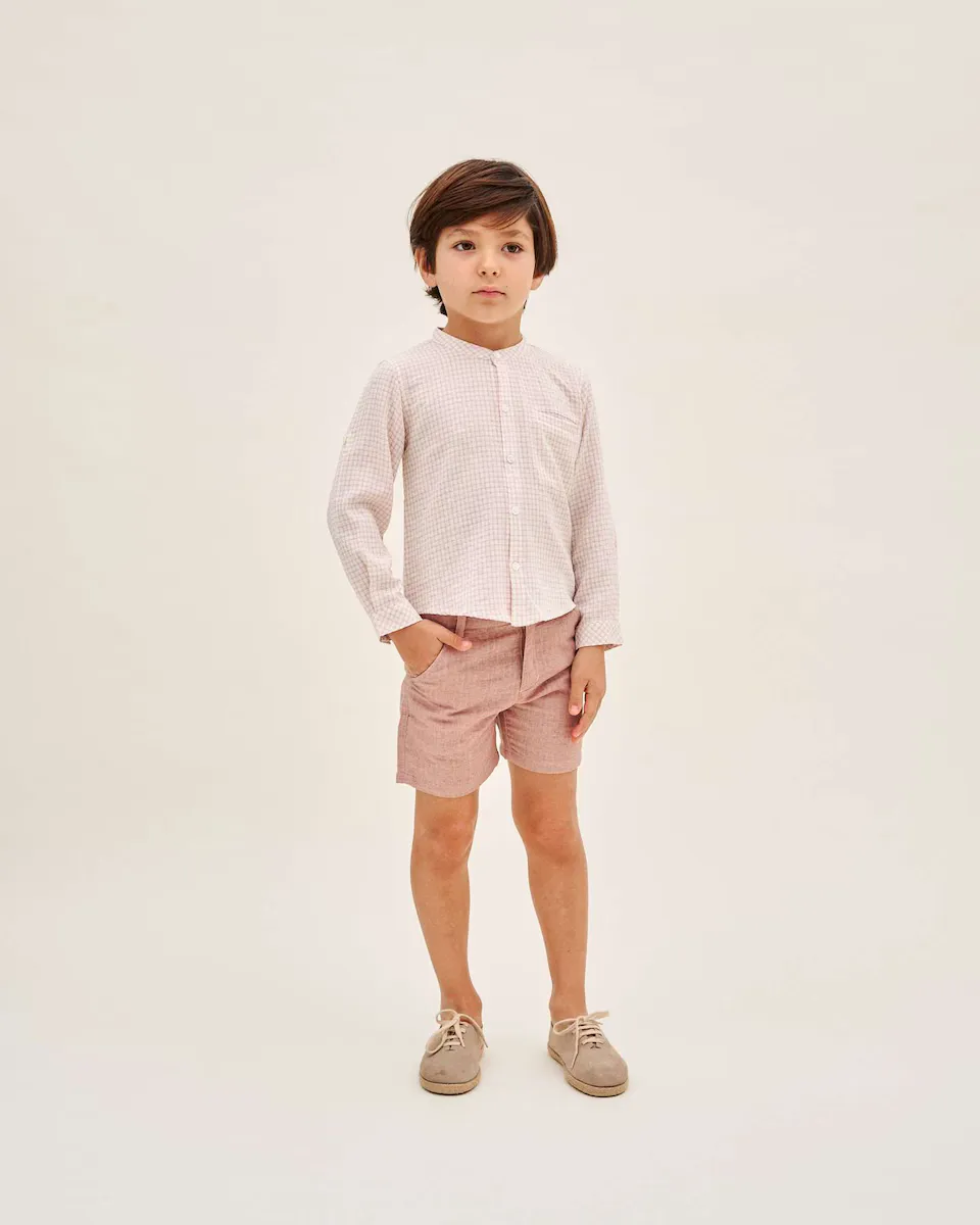Рубашка в клетку для мальчиков с мандариновым воротником Dadati, цвет Rosa 
Рубашка в клетку для мальчиков с мандариновым воротником Dadati, цвет Rosa